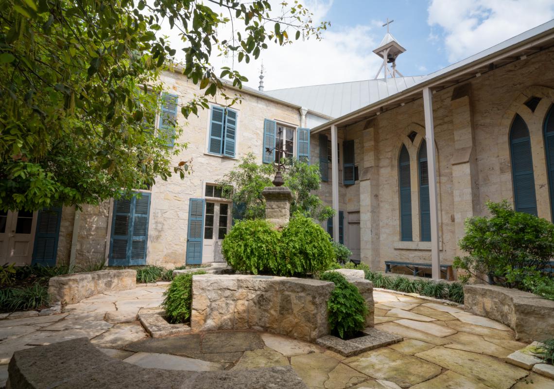 In the courtyard of Southwest campus